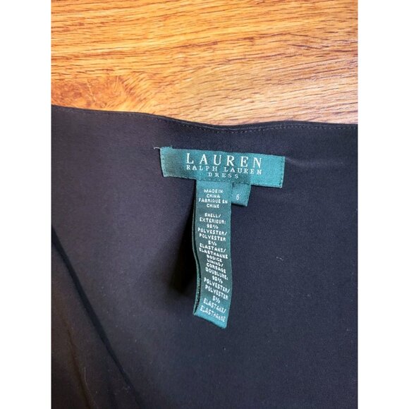 Ralph Lauren LRL Dress Womens 6 Black Jersey Faux Wrap Pleated Gathered Ruched - Picture 6 of 11